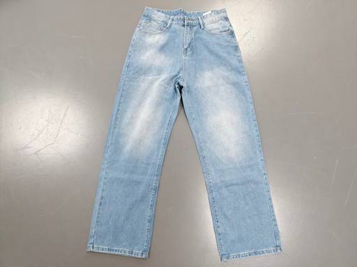 Mens Light Wash High Waist Loose Straight Leg Denim Jeans