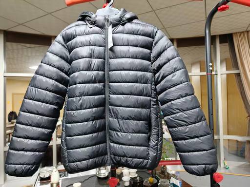 Men Black Hooded Fleece Lined Light Quilted Puffer Jacket