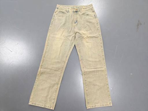Men's Vintage Mud Yellow Wash High Waist Flared Denim Jeans