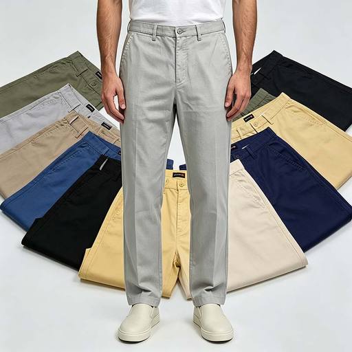 Men's Casual Twill Chino Dress Long Pants