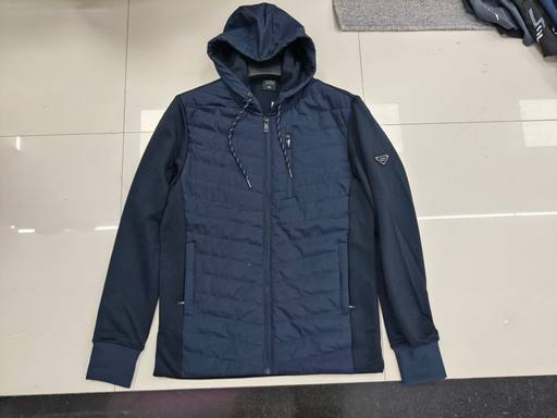 Mens Quilted Panel Knit Sleeve Hooded Hybrid Padded Jacket